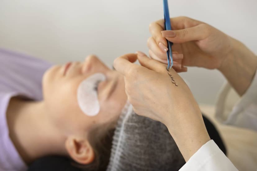 Lash designer aplicando cílios em uma cliente